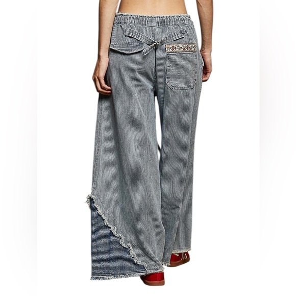 Pol Cotton Denim Stripe with Floral ties and trim Pants - Picture 5 of 8